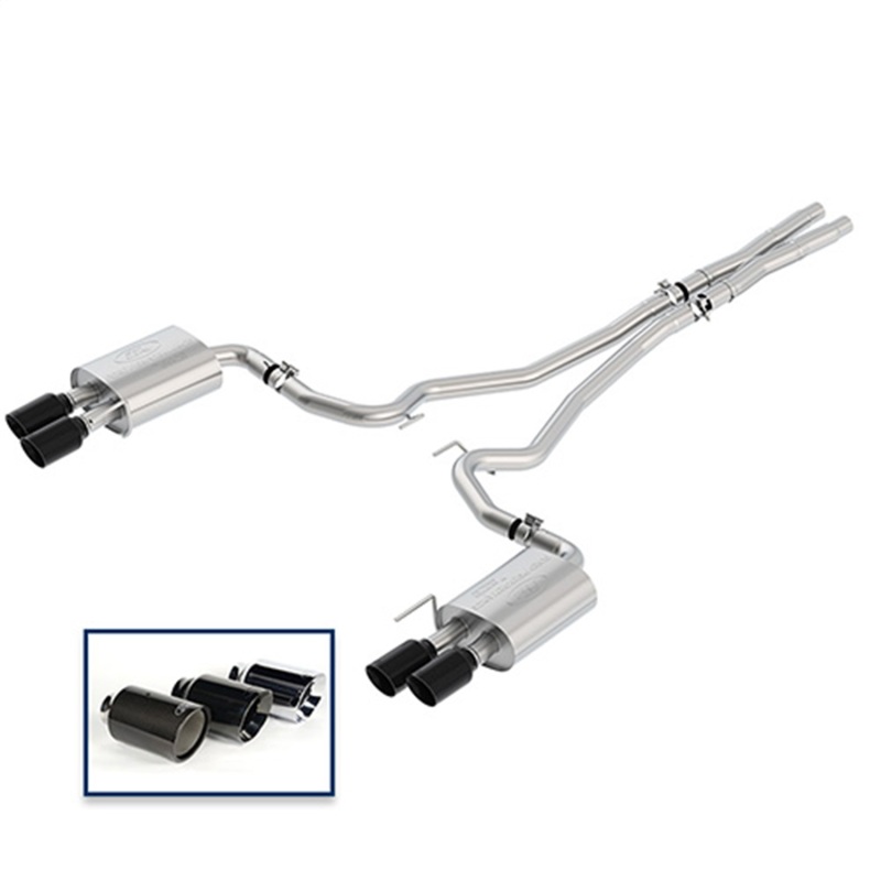 Ford Mustang Performance Exhaust - Rear - Ford Racing - Extreme Cat Back with Dual Rear Exit - Black Chrome - `18-`27